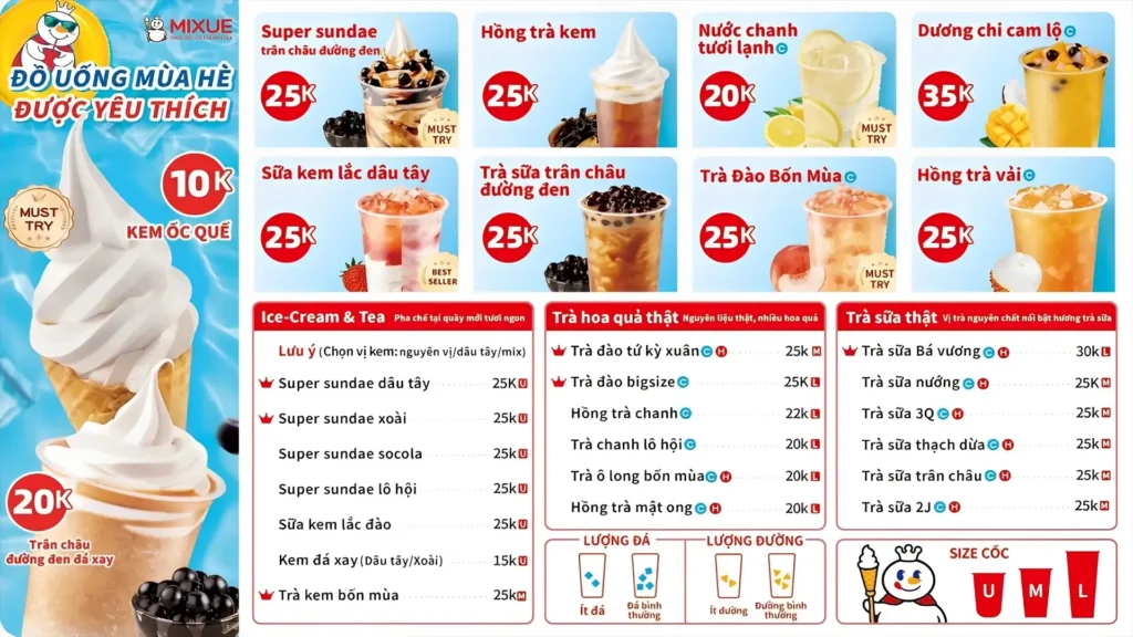 Menu Mixue Mới Nhất Cập Nhật Từ Mixue 2025 - Mixue Việt Nam